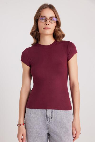 Tudors Women's Regular Fit Classic Cut Crew Neck Viscose Fabric Ultra Soft Burgundy T-Shirt