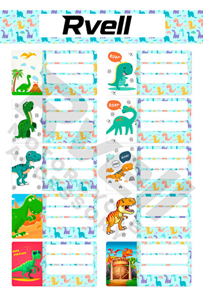 MKARAKAN ملصق اسم RVELL على شكل ديناصور 20 قطعة 005