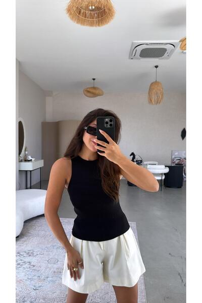 Buket Teke Black Halter Neck Soft Modal Undershirt