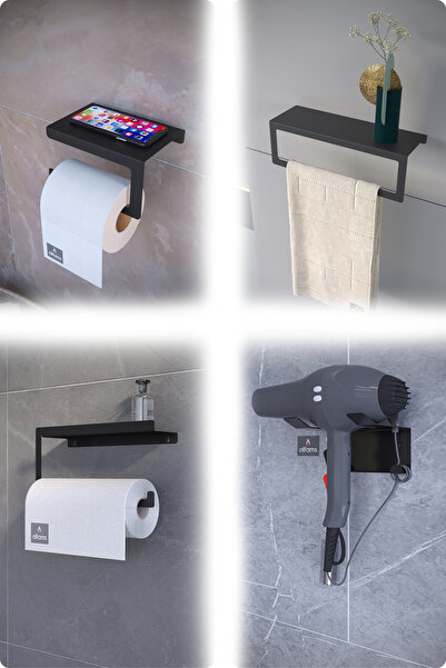 alfams by fmsa Metal 4’lü Set | Tuvalet Kağıtlık + Havlu Askısı + Kağıt Havlu...