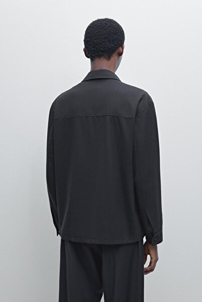 Massimo Dutti Yün karışımlı fermuarlı ince ceket