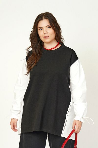 Büyük Moda Mixli Striped Bluz