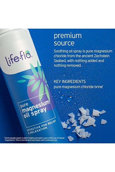 lifeflo Life-Flo Pure Magnesium Oil Spray for Feet & Body - 100% Magnesium Chloride - 8 oz