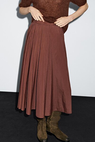 Massimo Dutti Pilili teknik midi etek