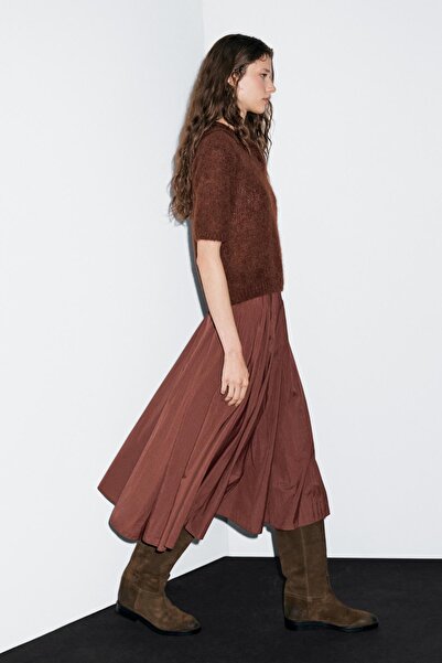 Massimo Dutti Pilili teknik midi etek