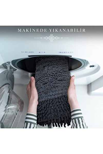 Bestekar Solvia Чорний 100% бавовна 60x100 - 50x60 М'який пральний сучасний килимок для ванної кімнати