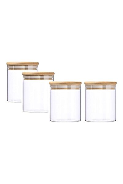 Generic 4Pcs- 500ML Borosilicate Glass Food Storage Jar With Bamboo Lid Clear...