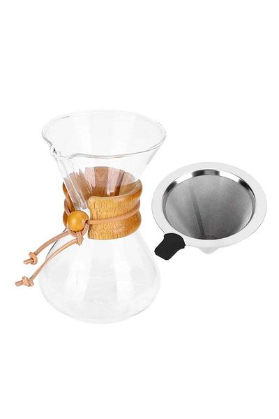 Generic Liying 600ML Manual Pour Over Coffee Maker, Glass Pot with Stainless Steel Filter for cafe, restura
