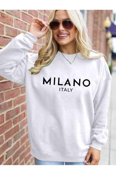 uyguntarz Übergroßes Sweatshirt mit Milano-Print