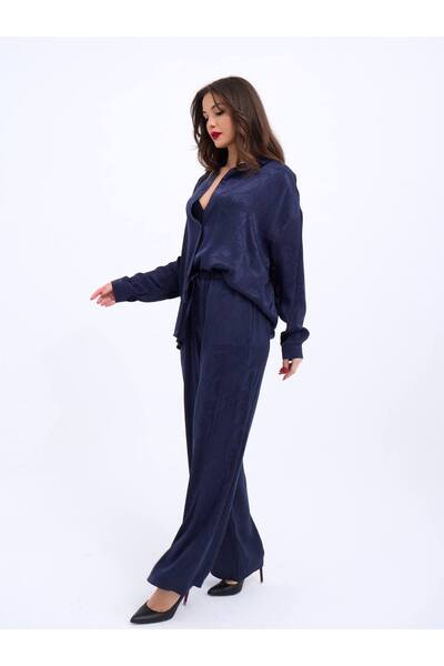 369 etnik butik Jacquard Satin Look Double Suit