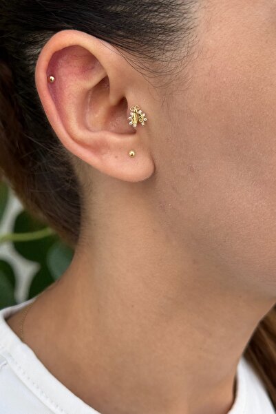 Utku Kuyumculuk 14 AYAR UĞURBÖCEĞİ TRAGUS VE HELİX KÜPE