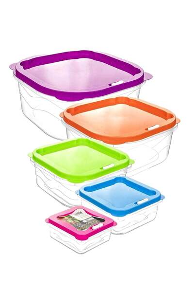 Generic Reko Food Storage Containers Set with Snap Lids (5 Lids + 5 Containers), Meal Prep Airtight Plastic