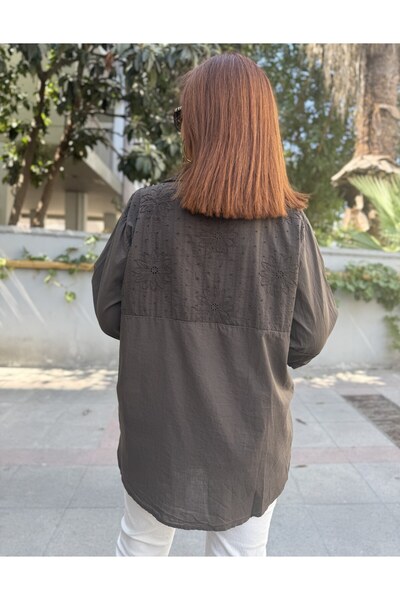 DenizEge Italian Brode Collar Shirt Bitter Brown