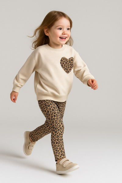 KGN GİYİM Girls' Suit Leggings Knitwear Bottom Top Set