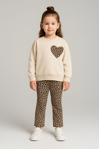KGN GİYİM Girls' Suit Leggings Knitwear Bottom Top Set