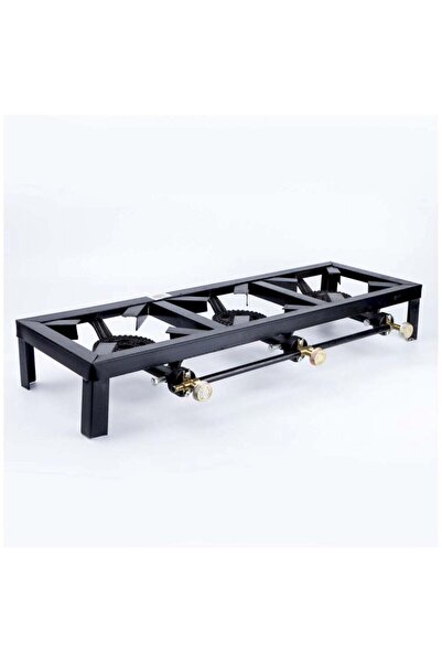 Generic موقد غاز ثلاثي الشعلات على سطح الطاولة باللون الأسود