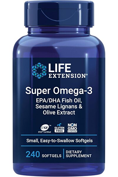 Life Extension Super Omega-3 EPA/DHA Fish Oil with Sesame Lignans & Olive Extract, 240 Softgels