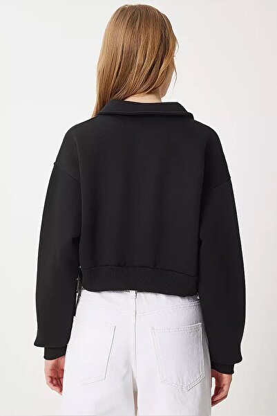 TENA Γυναικείο φούτερ με μαύρο πουκάμισο με γιακά με τρεις κλωστές