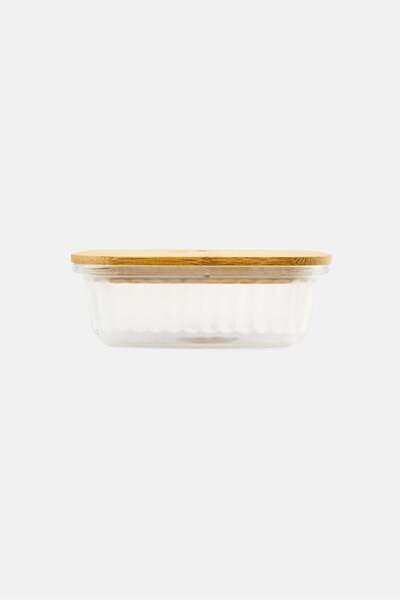 Generic Alta Glass Food Container With Bamboo Lid, Tranparent