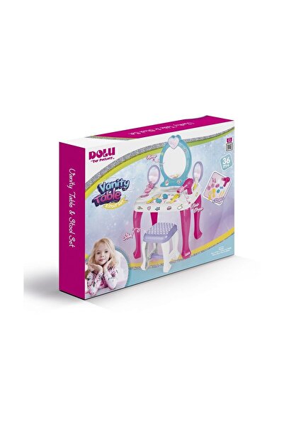 NEWBRENDHOME ألعاب تعليمية 2568 مجموعة طاولة مكياج وكرسي على شكل وحيد القرن ل...