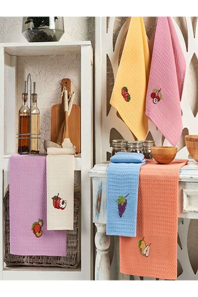 Redclick 6 Piece 100% Cotton 40 X 60cm Fruit Patterned Kitchen Towel Set Kitchen Dishcloth Set