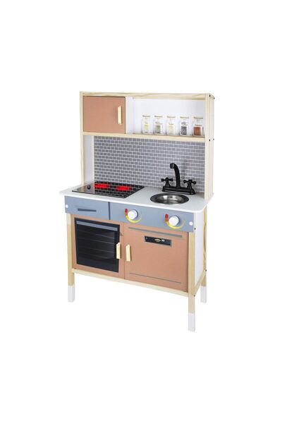 NEWBRENDHOME Öğretici Eğitici Oyuncaklar T1024 Ahşap Oyun Mutfağı -Okutan Hob...