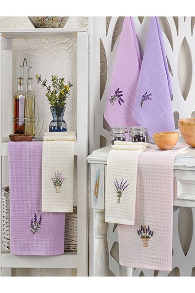 Redclick 6 Pieces 100% Cotton 40 X 60cm Flower Pattern Kitchen Towel Set Kitchen Dishcloth Set