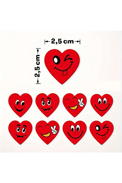 hdcw 500 ADET 2,5 cm SEVİMLİ KALP FİGÜRLERİ TASARIMLI YAPIŞKANLI RULO STICKER ETİKET HEDİYE PAKETLEME