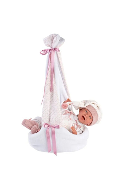 NEWBRENDHOME ألعاب تعليمية تفاعلية من لورينز، دمية مبتسمة ترتدي أرجوحة لحديثي الولادة، 42 سم، لعبة للأولاد والبنات