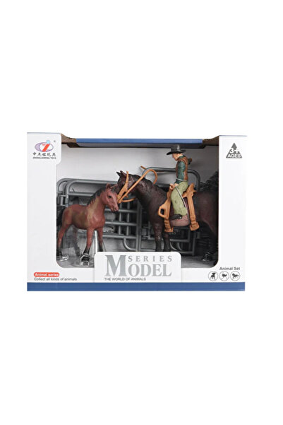 SPOR35 Kız Erkek Çocuk Oyuncak Model Hayvan Seti Jokey At ve Tay Kahverengi K...