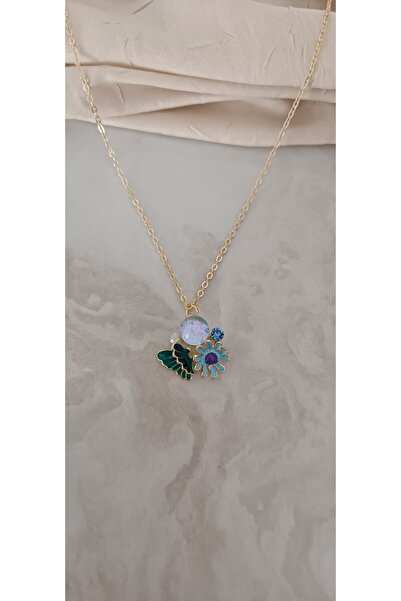 Shae Jewelry قلادة نسائية بتصميم الفراشة والزهور والأحجار اللامعة