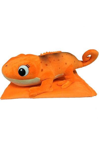 paraply Peluş Battaniyeli Yatan Bukalemun 55cm. Kız Çocuk Erkek Çocuk Oyuncak Eğitici Oyuncaklar