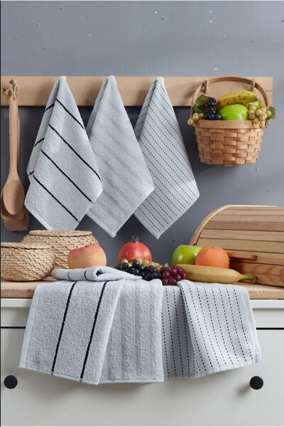 Redclick 6 Piece 100% Cotton 30 X 50cm Beige Kitchen Towel Set Kitchen Dishcloth Set