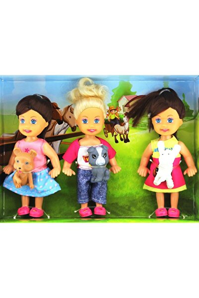 SPOR35 Educational Toys Cute Girl Mini Doll and Pet Three-Piece Set Girl Boy Children's Toy Educational Oyuncak