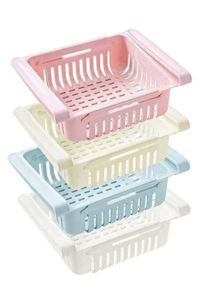 Generic SYOSI Kitchen Fridge Organisers, Adjustable Fridge Drawer Storage, Space Saving Storage Shelf Organ
