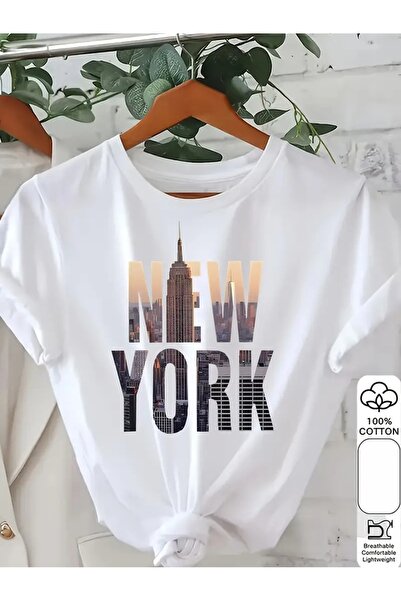 CLASİVA New York Visual Modern Design Custom Printed Unisex Oversize Crew Nec...