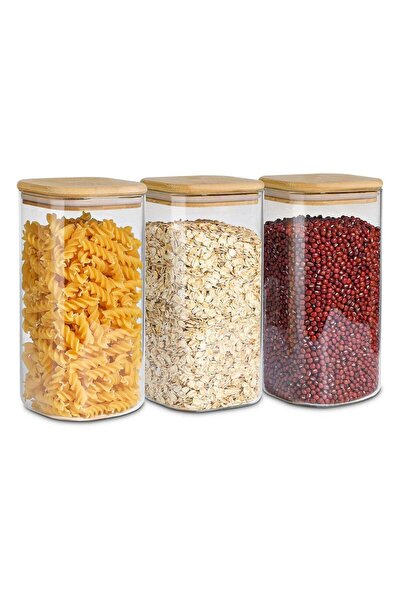 Generic علبة تخزين زجاجية محكمة الغلق من كوم ساف مع غطاء خشبي (50 أونصة)، حاو...