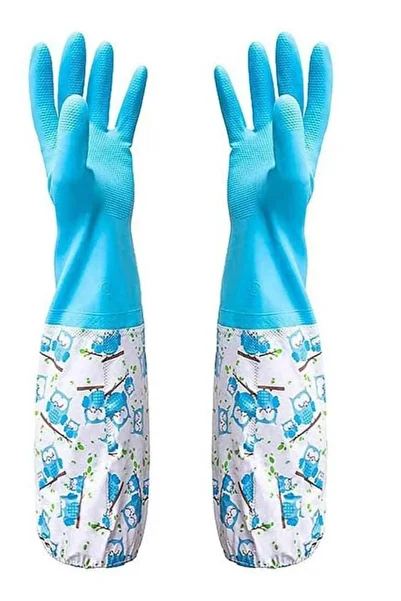 Generic SYOSI 1 Pair of Rubber Gloves for Pond Gutter Drain Cleaning Long Arm One Size â€“ Blue Pattern