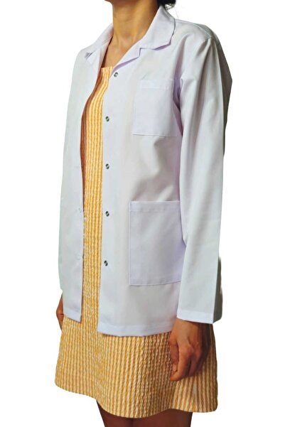 Ant Rotagrup Üniforma ve İş Elbiseleri Women's White Classic Collar Short Length Teacher Apron Doctor Apron Laboratory