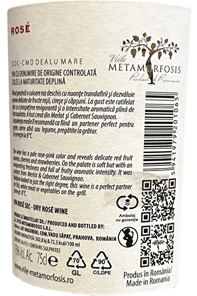Viile Metamorfosis Metamorfosis Vineyards Rose Wine, Dry, DOC, 0.75l