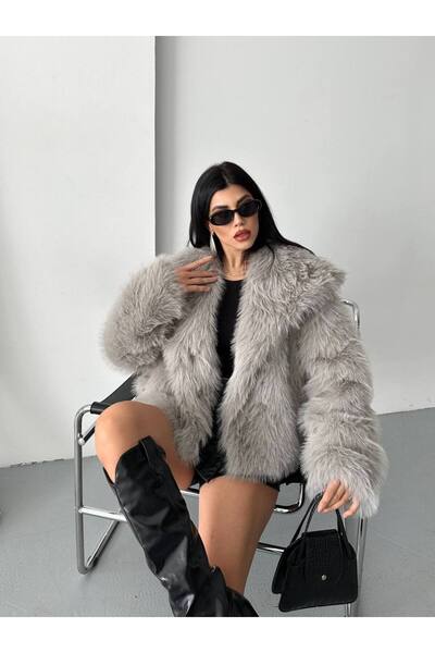 MVK GİYİM شال ياقة فرو صناعي
