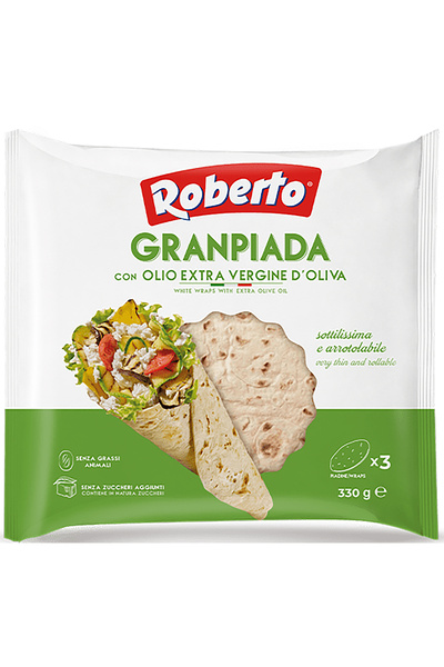Roberto Pack of 2 x Piadina with extra virgin olive oil, Granpiada, Roberto, 330 g