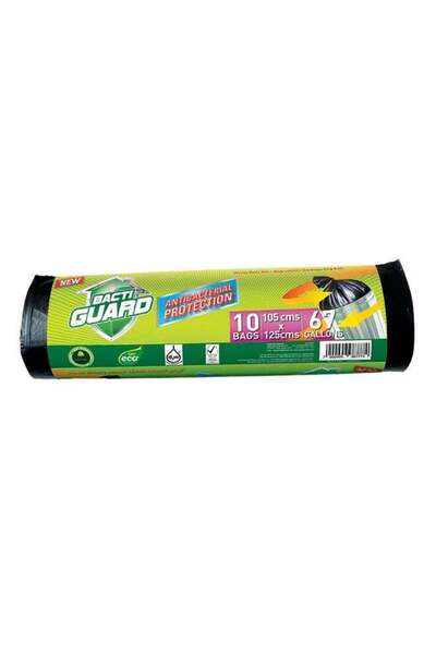 Generic Bacti Guard 10-Piece Garbage Bags Black 105x125cm