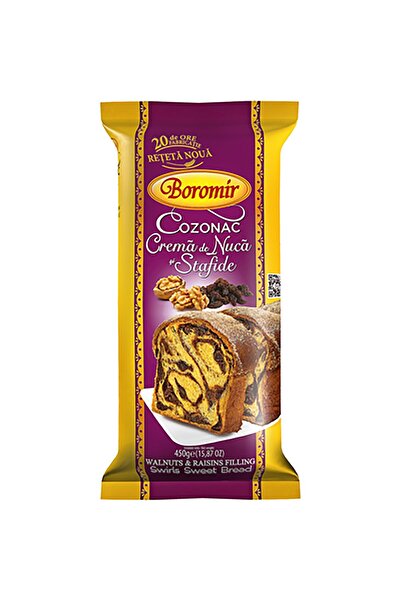Boromir Prăjitură cu nuci și stafide, 450 g,