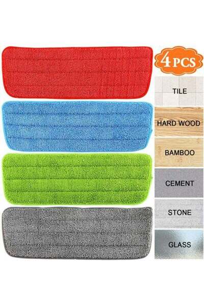 Generic 4-Piece Microfiber Spray Mop Replacement Head Set Multicolour 42x14x4cm