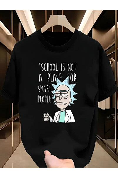 Marco Fresco Unisex Genç Rick and Morty Baskılı Rahat Oversize T-shirt