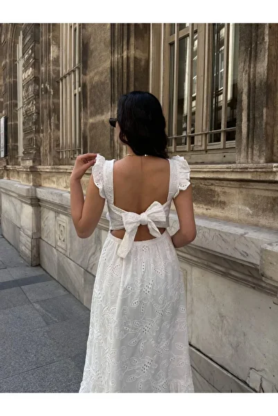 Queensland Lace Midi Dress Women, Ruffled Strap Square Neck Stylish Summer Dress