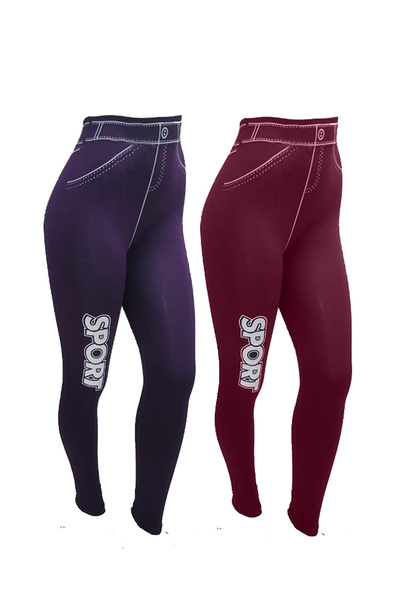 SDD Women's Sport Stretch Pants, Free Size, 2 Pieces, Red and Purple