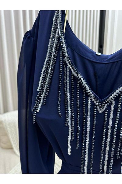 Generic Georgette Chiffon Dress in Navy