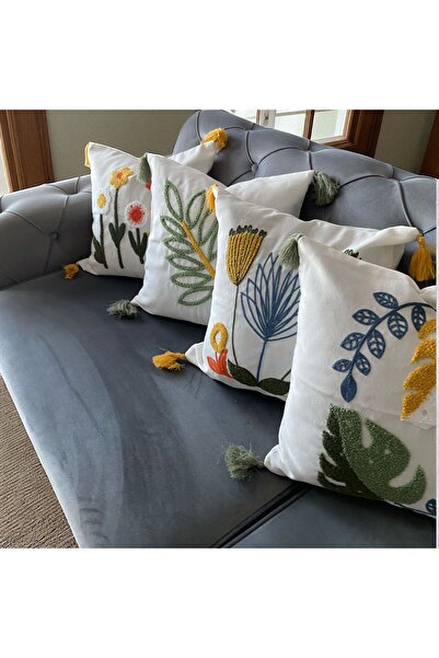 AYDA STORE مجموعة من 4 أغطية وسائد مطرزة